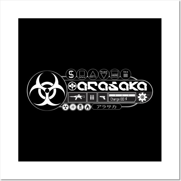 Cyberpunk  - Arasaka Corporation アラサカ社 black & white Wall Art by Cyber Club Tees